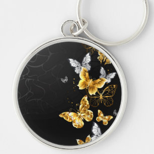 Porte-clés Gold and white butterflies