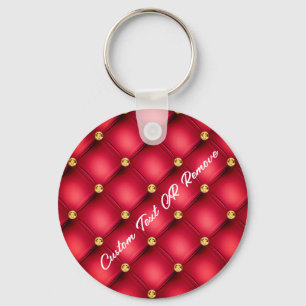 Porte-clés Gold Diamond Tufted Red Leather Texte Porte - clé 