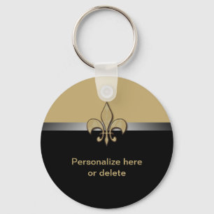 Porte-clés Gold Fleur de Lis noir personnalisé