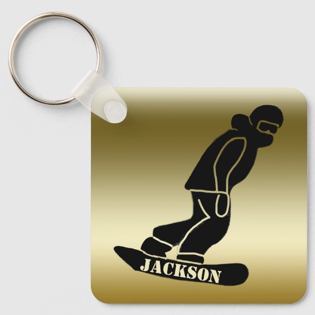 Porte-clés Gold Freeride Snowboard Snowboard Stencil (Recto)