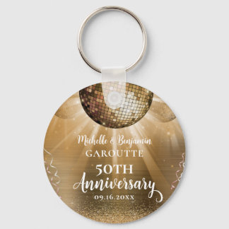 Porte-clés Gold Glam Disco Ball 50e anniversaire Mariage