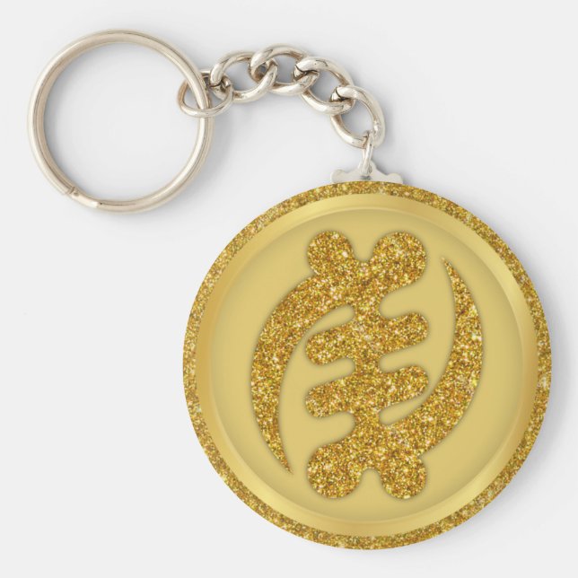 Porte-clés Gold Gye Nyame African Adinkra Porte - clé (Devant)