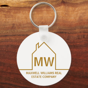 Porte-clés Gold Real Estate Company Monogram Chic Realtor