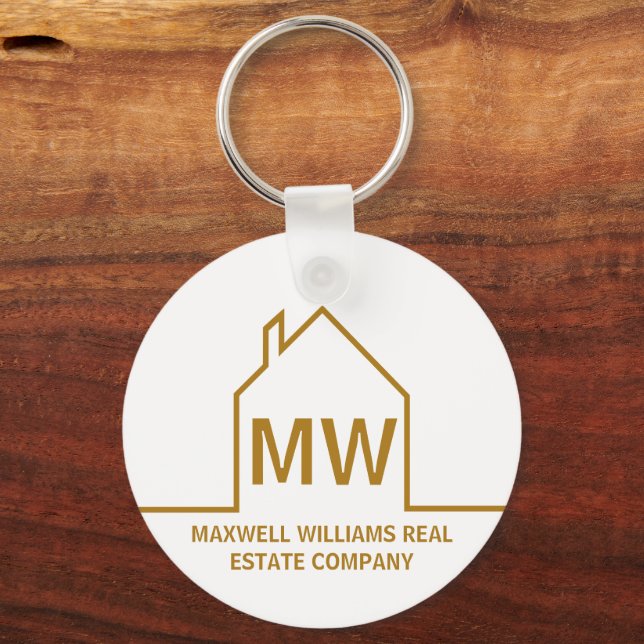 Porte-clés Gold Real Estate Company Monogram Chic Realtor (Verso)
