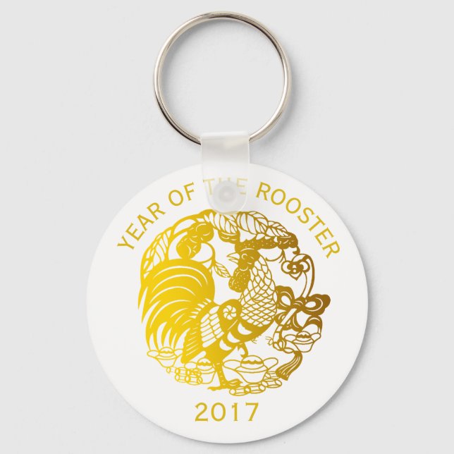 Porte-clés Gold Rooster chinois personnalisé Année Zodiac nai (Recto)