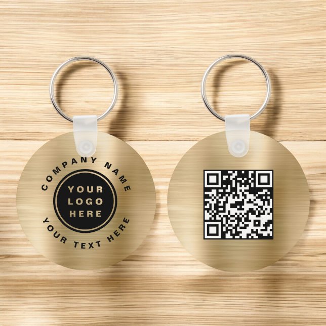 Porte-clés Gold Your Business Logo QR Code Entreprise (Créateur téléchargé)