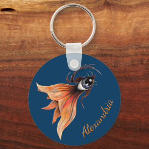 Porte-clés Golden Eye Surreal Goldfish Imaginaire Art Personn