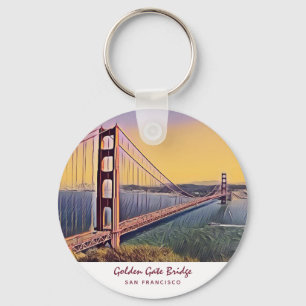 Porte-clés Golden Gate Bridge San Francisco Peinture Vintage