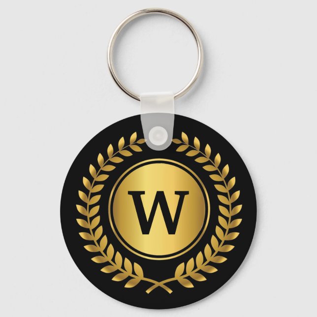 Porte-clés Golden Laurel Wreath Monogrammé (Recto)