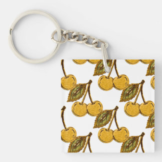Porte-clés Golden Metallic Cherries Pattern