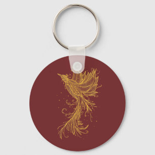 Porte-clés Golden Phoenix Lineart Button Keychain