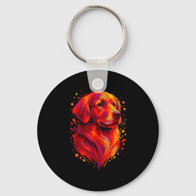 Porte-clés Golden Retriever Art Rtrait For Dog Owners  (Recto)