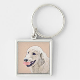 Porte-clés Golden Retriever avec Tennis Ball Peinture Chien A