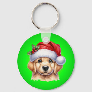 Porte-clés Golden Retriever Chien avec le Père Noël Style-825