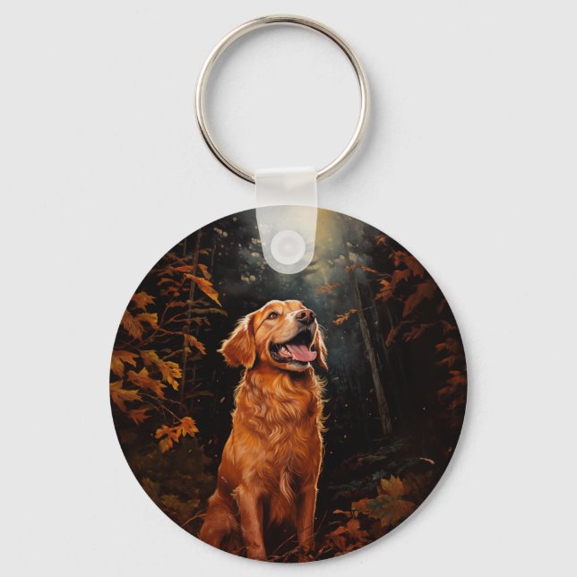 Porte-clés Golden Retriever la nuit (Recto)