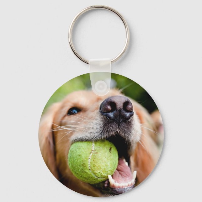 Porte-clés Golden Retriever With Tennis (Recto)