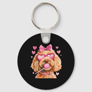 Porte-clés Goldendoodle Coquette Bow Valentine Day Raglan Bys