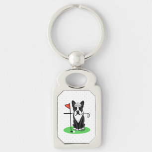 Porte-clés Golf Boston Terrier Chien (noir) mignon