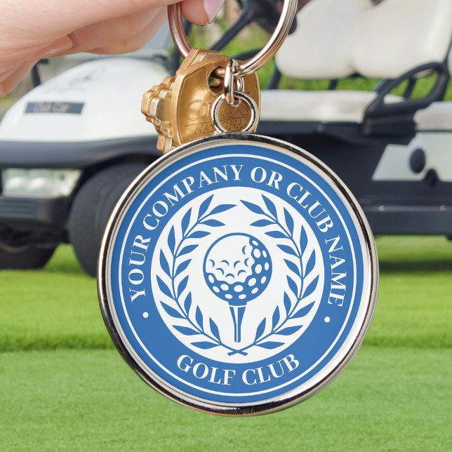 Porte-clés Golf Classique Nom Personnalisé Bleu (Créateur téléchargé)