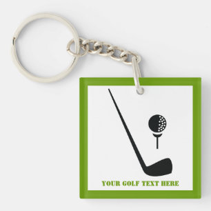 Porte-clés Golf club and ball black, green custom