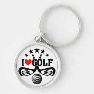Porte-clés Golf - Clubs de Golf Croisés, I Love Golf