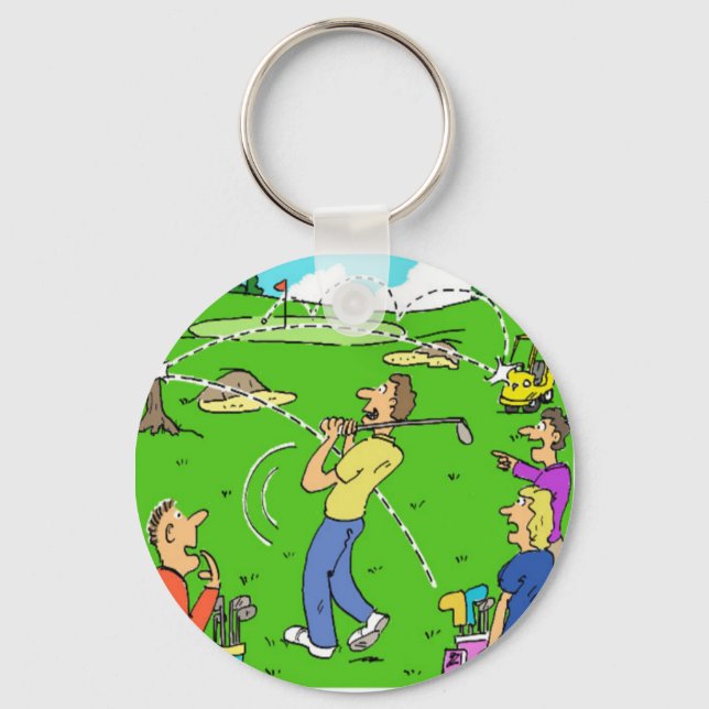 Porte-clés Golf Lucky Golf Shot. Drôle Caricature Golf (Recto)