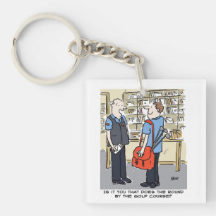 Porte-clés Golfer Postman aime le dessin sur le golf