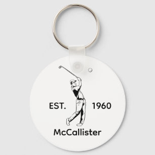 Porte-clés Golfeur et nom personnalisé et année