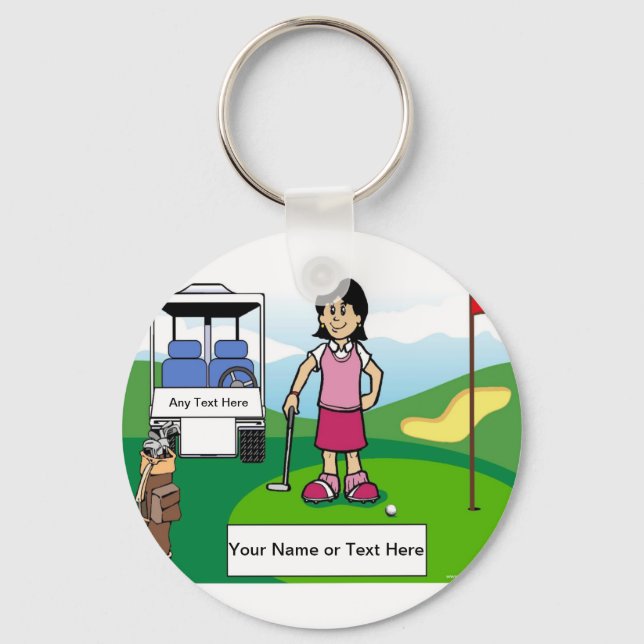 Porte-clés Golfeur personnalisé - Dessin féminin (Recto)