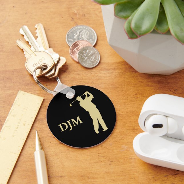 Porte-clés Golfeur Silhouette Monogram Gold (Bureau)