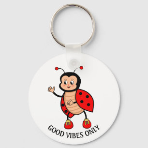 Porte-clés Good Vibes uniquement Ladybug sur blanc