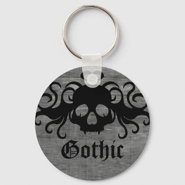Porte-clés Goth crâne croisé Halloween (Recto)