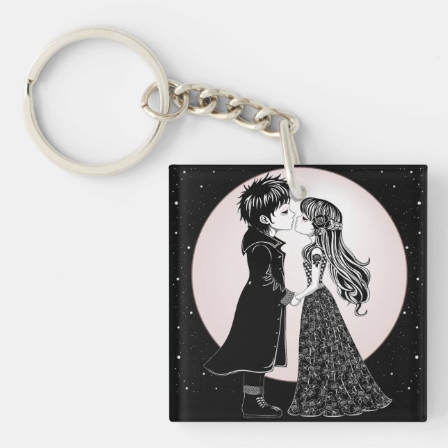 Porte-clés Gothique Emo Enfants Kiss Valentine's Day (Devant)