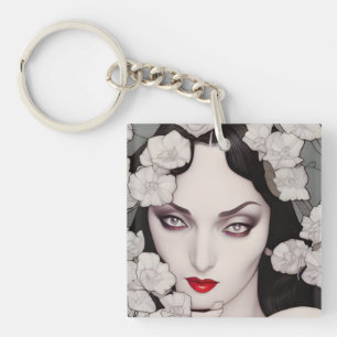 Porte-clés Gothique Femme IA Art Généré
