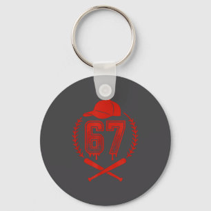 Porte-clés Goutte de baseball numéro 67 joueur ou 67e anniver
