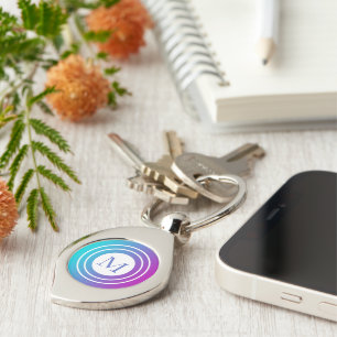 Porte-clés Gradient géométrique monogramme multicolore