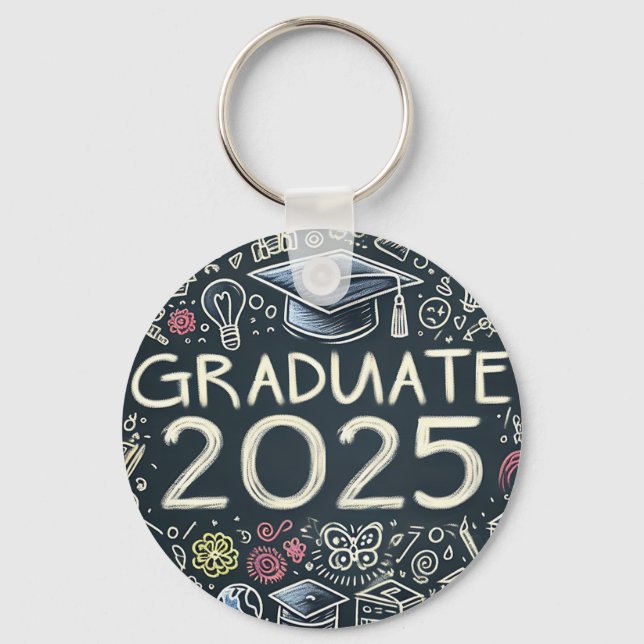 Porte-clés Graduate 2025 avec doodles (Recto)