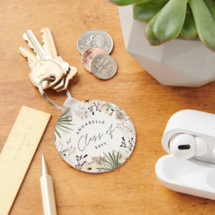 Porte-clés Graduate moderne pampas herbe feuillage élégant ch