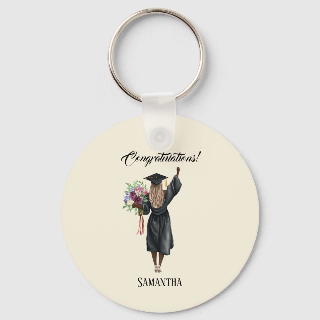Porte-clés Graduation de l'aquarelle personnalisée (7) (Recto)
