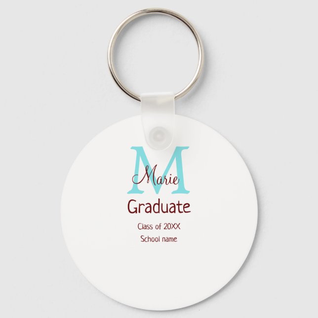 Porte-clés Gradué ajouter nom monogramme vert rose simple min (Recto)