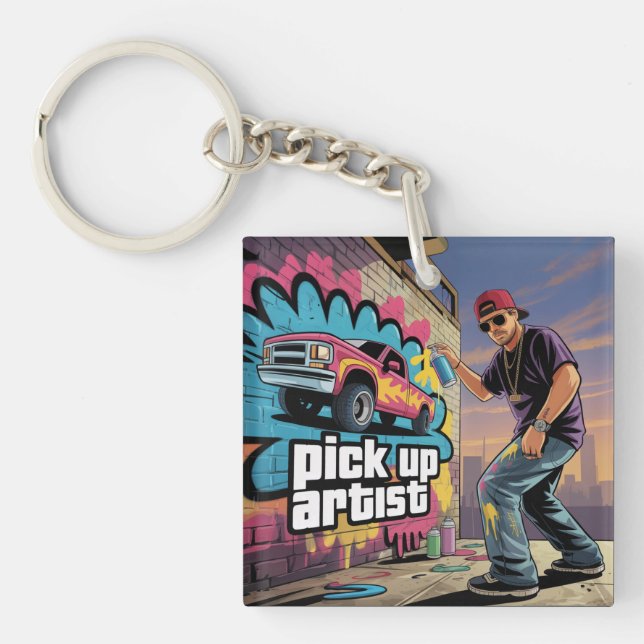 Porte-clés Graffiti urbain et artiste de collecte (Devant)