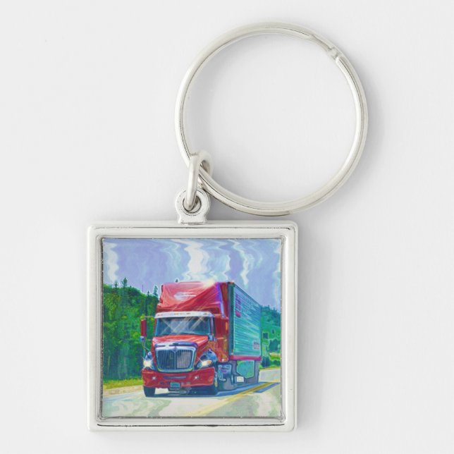 Porte-clés GRAND art d'AMANTS de CAMION de FRET (Devant)