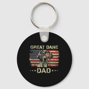 Porte-clés Grand Danois Papa Amoureux des Chiens Drapeau Amér