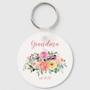 Porte-clés Grand-mère PERSONNALISABLE Date - Première Grand-m