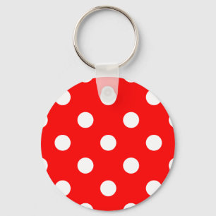 Porte-clés Grand Pois - Blanc sur rouge