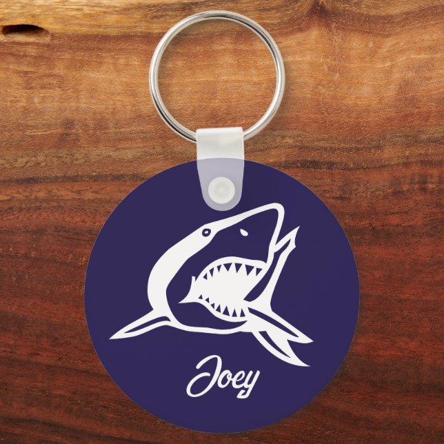 Porte-clés Grand requin blanc dessin personnalisé (Recto)