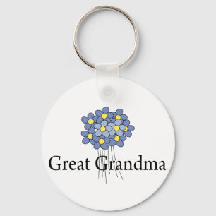 Porte-clés Grand T-shirt de grand-maman de fleur assez bleue