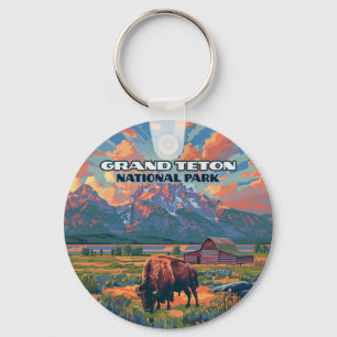 Porte-clés Grand Teton National Park Mountains Bison Wyoming