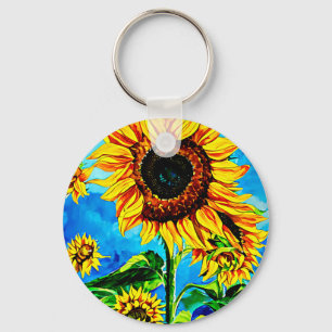 Porte-clés Grand tournesols aquarelle nature