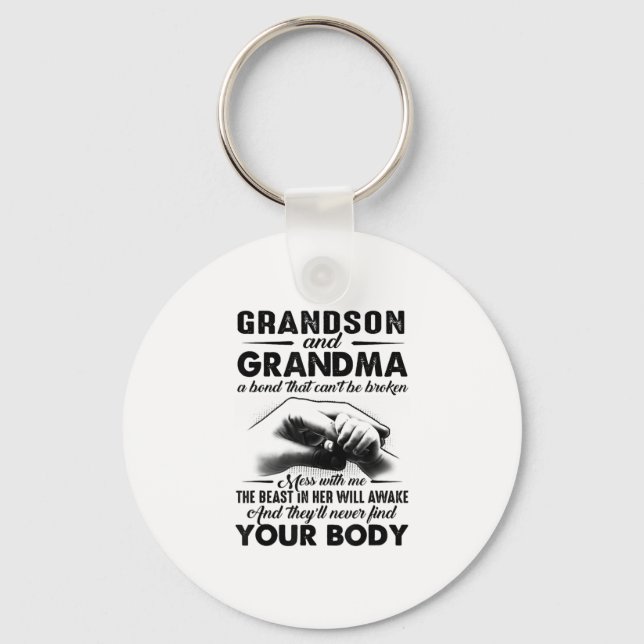 Porte-clés Grandson et grand-mère Bond. (Recto)